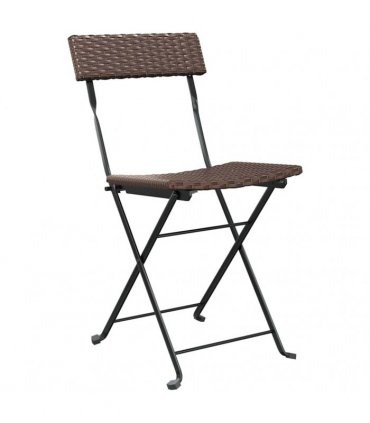 vidaXL Folding Chairs 8 pcs Brown Poly Rattan and Steel