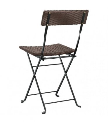vidaXL Folding Chairs 8 pcs Brown Poly Rattan and Steel