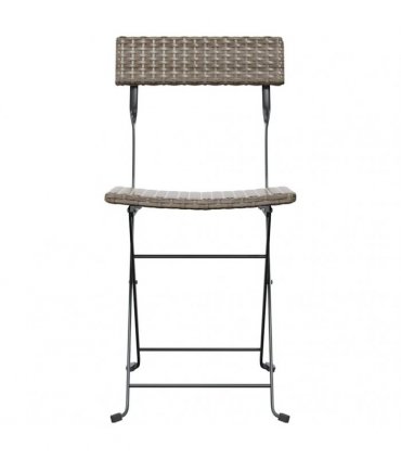 vidaXL Folding Chairs 4 pcs Grey Poly Rattan and Steel