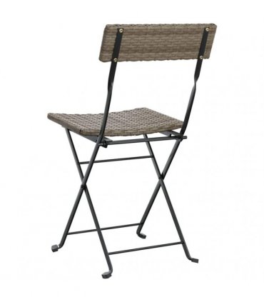 vidaXL Folding Chairs 6 pcs Grey Poly Rattan and Steel