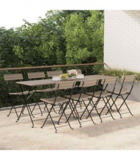 vidaXL Folding Chairs 8 pcs Grey Poly Rattan and Steel