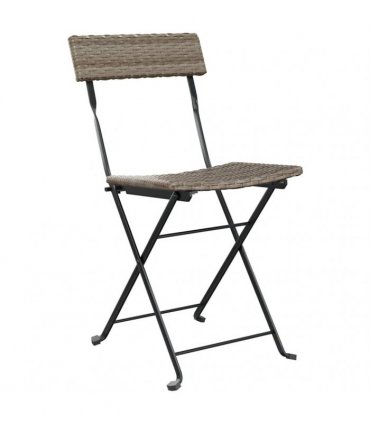 vidaXL Folding Chairs 8 pcs Grey Poly Rattan and Steel