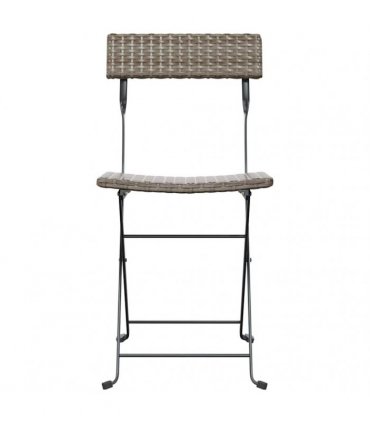 vidaXL Folding Chairs 8 pcs Grey Poly Rattan and Steel