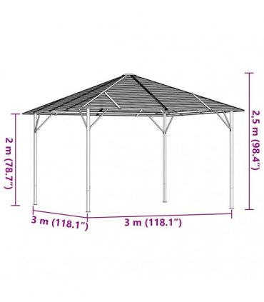 vidaXL Gazebo with Roof 3x3 m Anthracite
