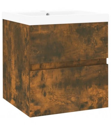 vidaXL Sink Cabinet with Built-in Basin Smoked Oak Engineered Wood