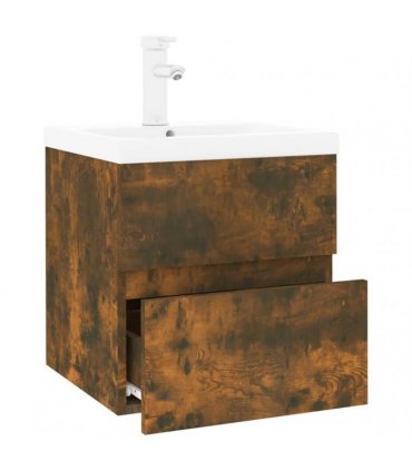 vidaXL Sink Cabinet with Built-in Basin Smoked Oak Engineered Wood