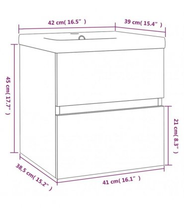 vidaXL Sink Cabinet with Built-in Basin Smoked Oak Engineered Wood