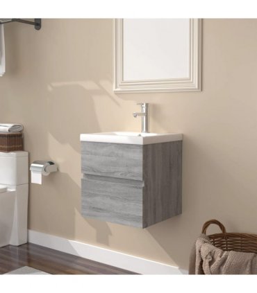 vidaXL Sink Cabinet with Built-in Basin Grey Sonoma Engineered Wood