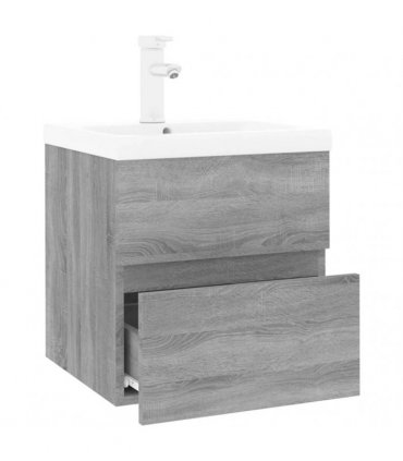 vidaXL Sink Cabinet with Built-in Basin Grey Sonoma Engineered Wood