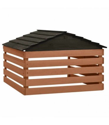 vidaXL Robotic Lawn Mower Garage Black and Brown 78x74x54 cm Firwood