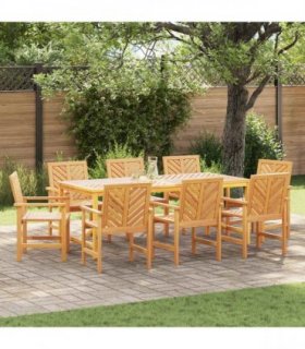 vidaXL Garden Dining Set 9 pcs Brown 200 x 90 x 74 cm