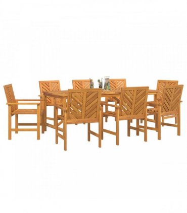 vidaXL Garden Dining Set 9 pcs Brown 200 x 90 x 74 cm