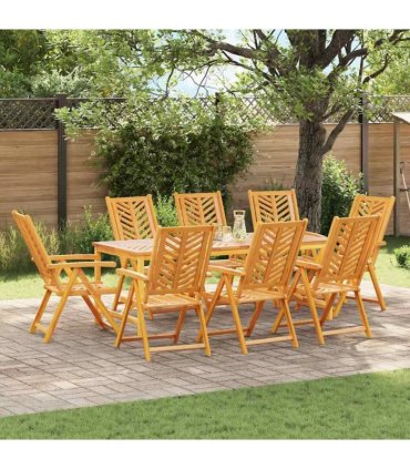 vidaXL Garden Dining Set 9 pcs Brown 200 x 90 x 74 cm