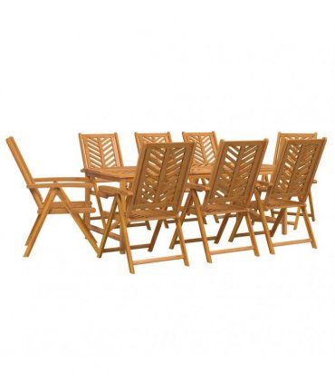 vidaXL Garden Dining Set 9 pcs Brown 200 x 90 x 74 cm