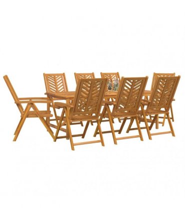 vidaXL Garden Dining Set 9 pcs Brown 200 x 90 x 74 cm