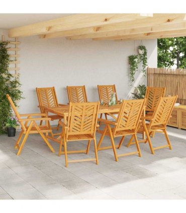 vidaXL Garden Dining Set 9 pcs Brown 200 x 90 x 74 cm