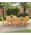 vidaXL Dining Chair 6 pcs Natural Solid Acacia Wood