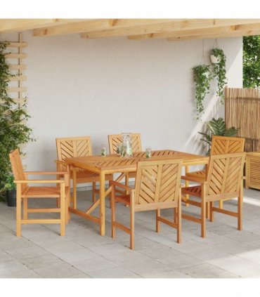 vidaXL Dining Chair 6 pcs Natural Solid Acacia Wood