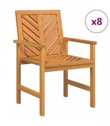 vidaXL Dining Chair 8 pcs Natural Solid Acacia Wood