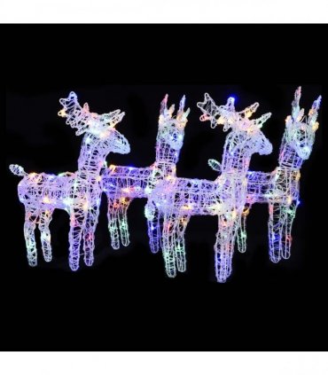 vidaXL Christmas Reindeers 4 pcs Multicolour 160 LEDs Acrylic