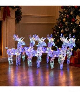 vidaXL Christmas Reindeers 6 pcs Multicolour 240 LEDs Acrylic