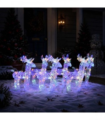 vidaXL Christmas Reindeers 6 pcs Multicolour 240 LEDs Acrylic