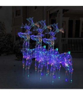 vidaXL Reindeer Christmas Decorations 3 pcs 60x16x100 cm Acrylic