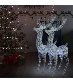 vidaXL XXL Acrylic Christmas Reindeers 250 LED 2 pcs 180 cm Cold white