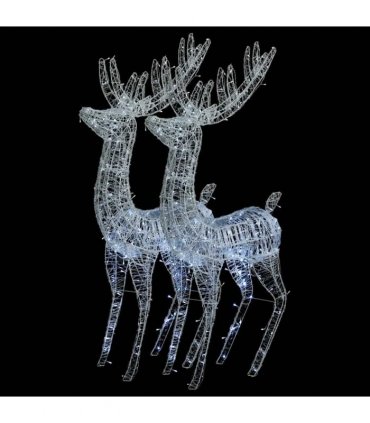 vidaXL XXL Acrylic Christmas Reindeers 250 LED 2 pcs 180 cm Cold white
