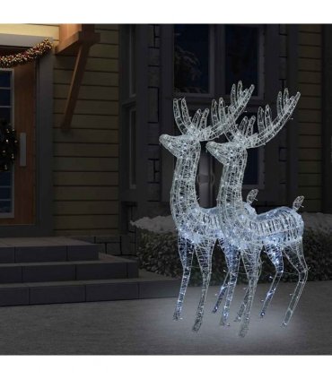 vidaXL XXL Acrylic Christmas Reindeers 250 LED 2 pcs 180 cm Cold white