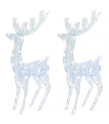 vidaXL XXL Acrylic Christmas Reindeers 250 LED 2 pcs 180 cm Cold white