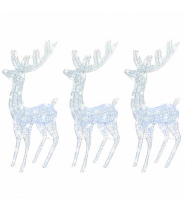 vidaXL XXL Acrylic Christmas Reindeers 250 LED 3 pcs 180 cm Cold white