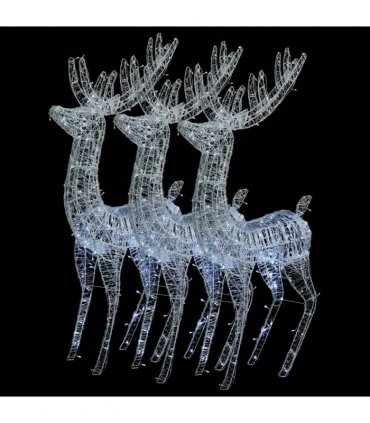 vidaXL XXL Acrylic Christmas Reindeers 250 LED 3 pcs 180 cm Cold white