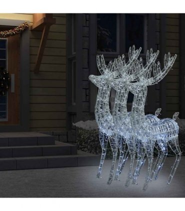 vidaXL XXL Acrylic Christmas Reindeers 250 LED 3 pcs 180 cm Cold white