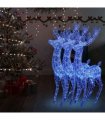 vidaXL XXL Acrylic Christmas Reindeers 250 LED 3 pcs 180 cm Blue