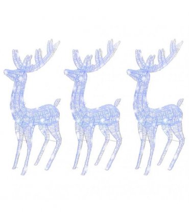vidaXL XXL Acrylic Christmas Reindeers 250 LED 3 pcs 180 cm Blue