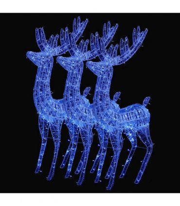 vidaXL XXL Acrylic Christmas Reindeers 250 LED 3 pcs 180 cm Blue