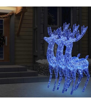 vidaXL XXL Acrylic Christmas Reindeers 250 LED 3 pcs 180 cm Blue