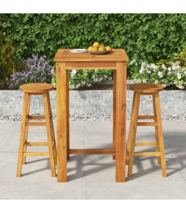 vidaXL 3 Piece Garden Bar Set Solid Wood Acacia
