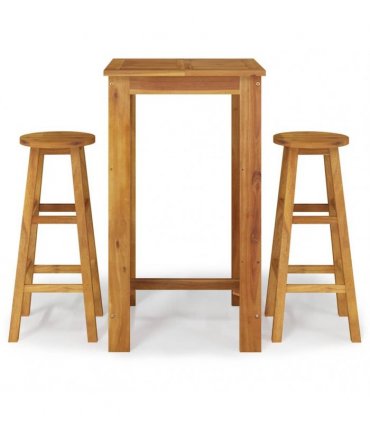 vidaXL 3 Piece Garden Bar Set Solid Wood Acacia