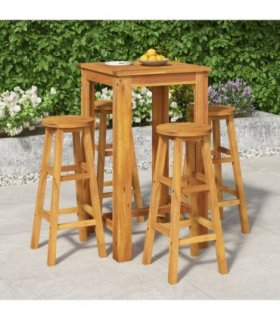 vidaXL 5 Piece Garden Bar Set Solid Wood Acacia
