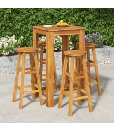 vidaXL 5 Piece Garden Bar Set Solid Wood Acacia