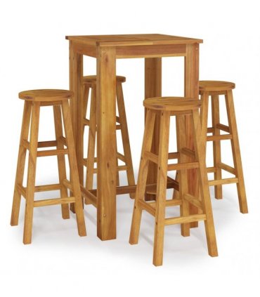 vidaXL 5 Piece Garden Bar Set Solid Wood Acacia