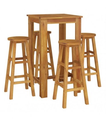 vidaXL 5 Piece Garden Bar Set Solid Wood Acacia