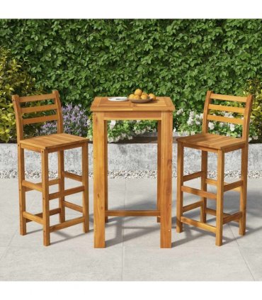 vidaXL 3 Piece Garden Bar Set Solid Wood Acacia