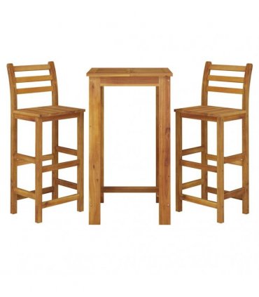 vidaXL 3 Piece Garden Bar Set Solid Wood Acacia