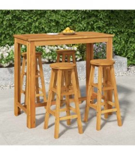 vidaXL 5 Piece Garden Bar Set Solid Wood Acacia