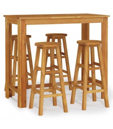 vidaXL 5 Piece Garden Bar Set Solid Wood Acacia