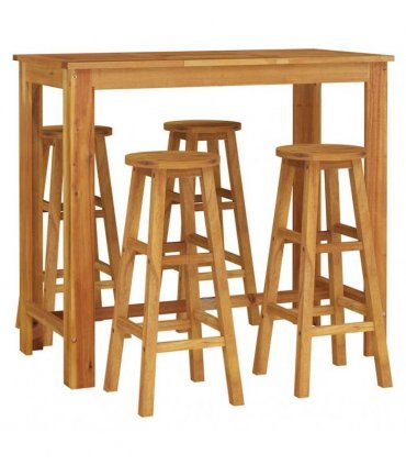 vidaXL 5 Piece Garden Bar Set Solid Wood Acacia