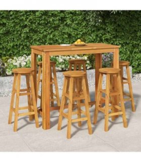 vidaXL 7 Piece Garden Bar Set Solid Wood Acacia